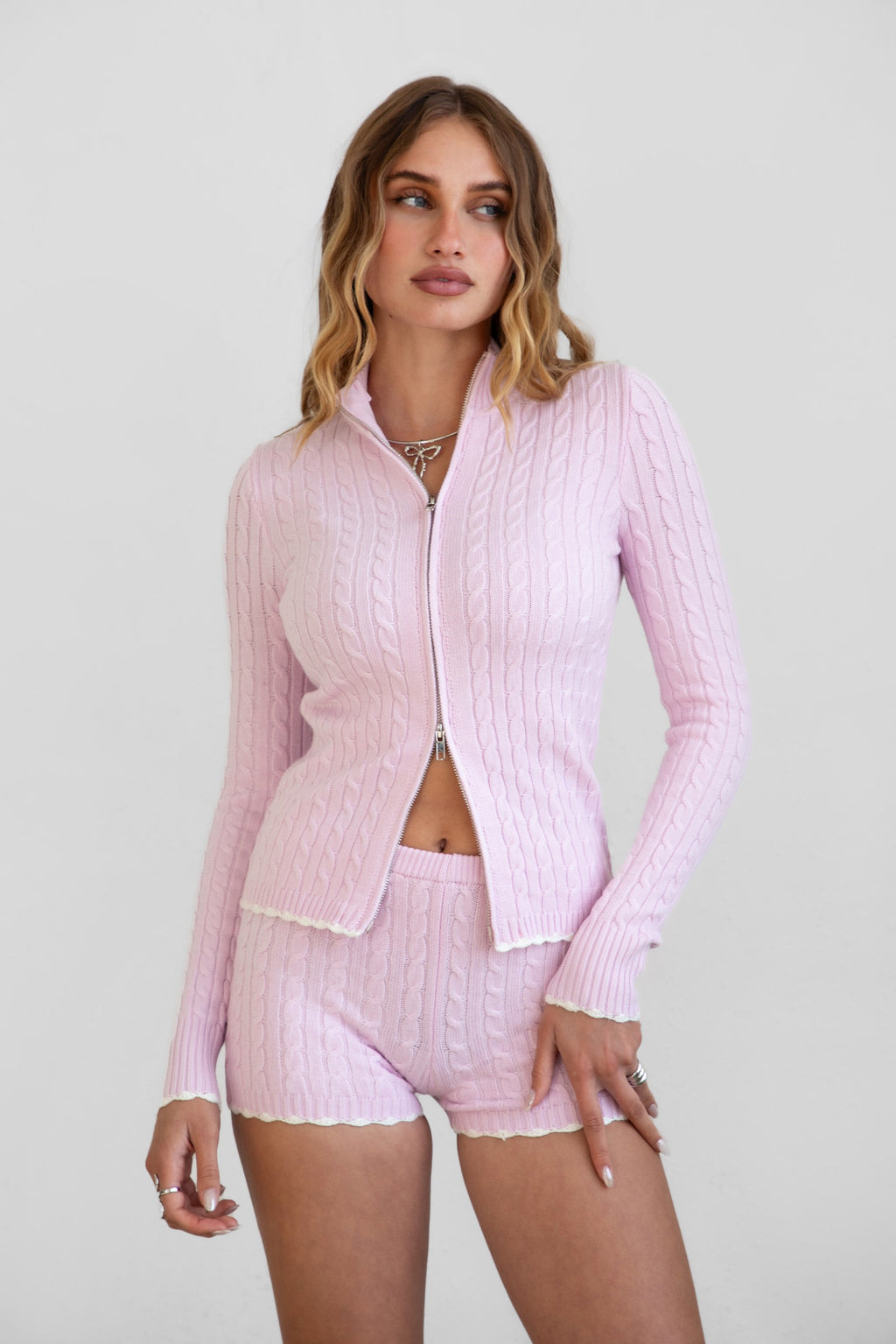 CABLE KNIT TWO PIECE LOUNGE SET