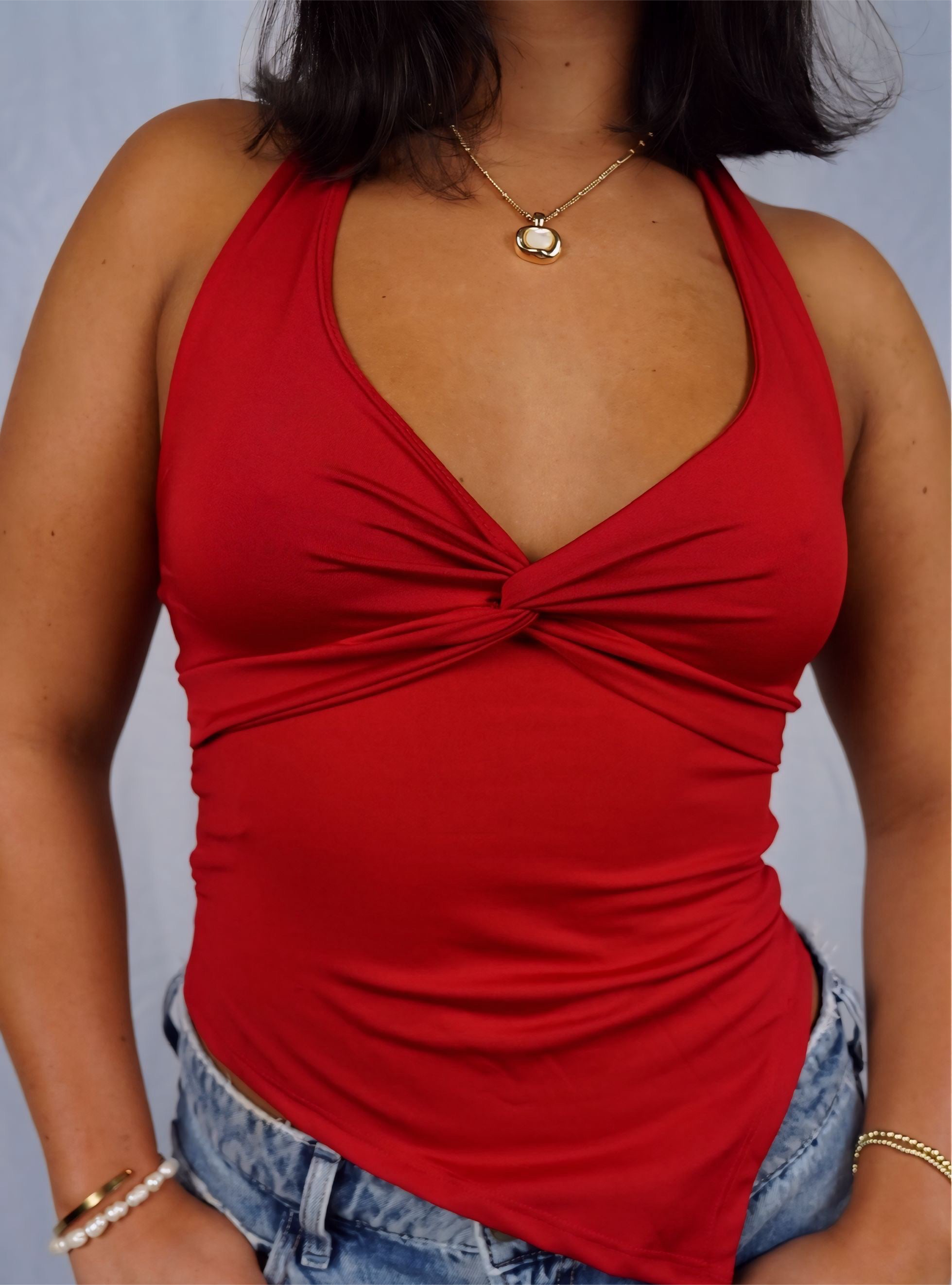 RED HALTER TOP