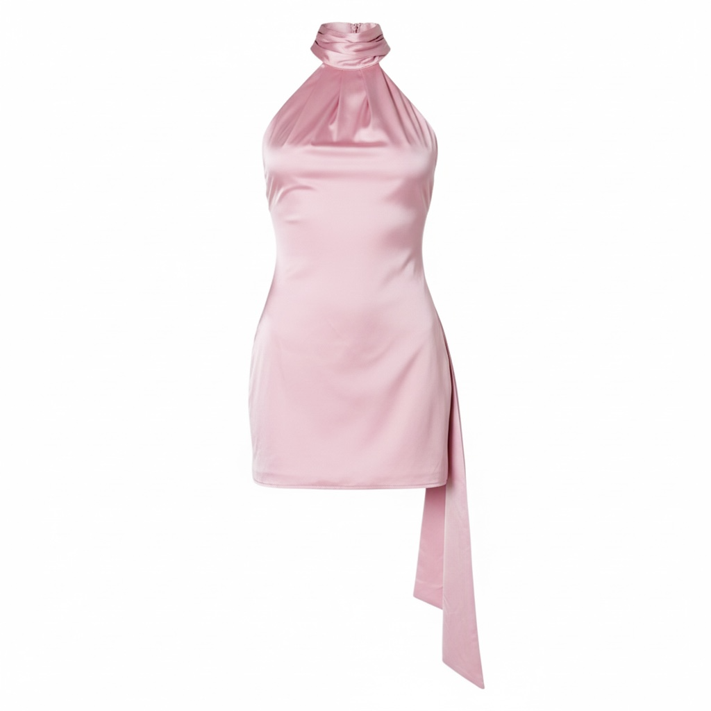 SATIN HALTER DRESS